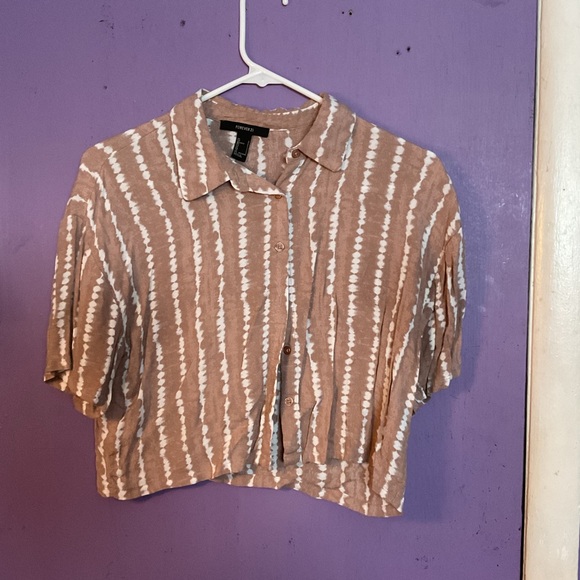 Forever 21 Brown and White Button Down Shirt - Picture 2 of 2